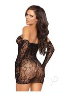 Dotted Lace Tube Dress 2pc Os Blk
