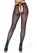 Micro Net Strap Crotchless Tights Os Blk