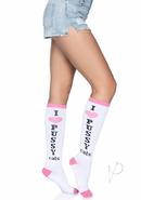 Pussycat Knee Highs Os White/pink