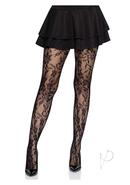 Seamless Chantilly Floral Tights Os Blk